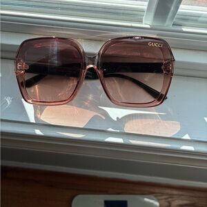 Gucci Women's Square Translucent Pink Gradient Sunglasses